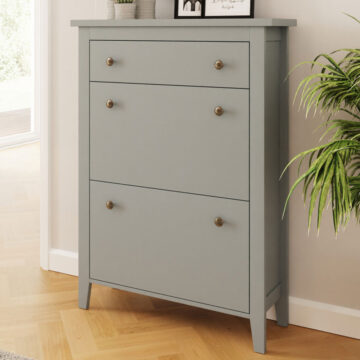 Grey Two Tier Shoe Cabinet