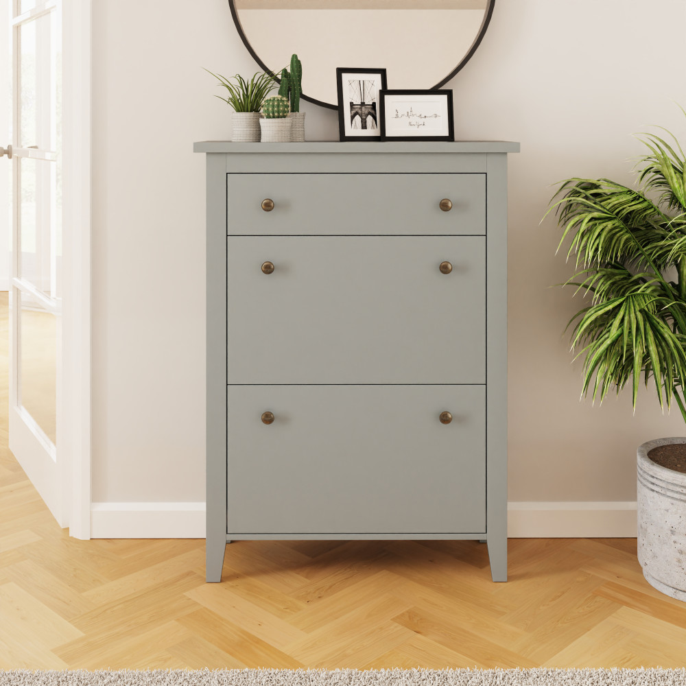 Grey Two Tier Shoe Cabinet