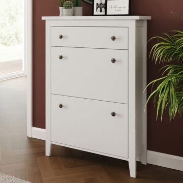 White Two Tier Shoe Cabinet