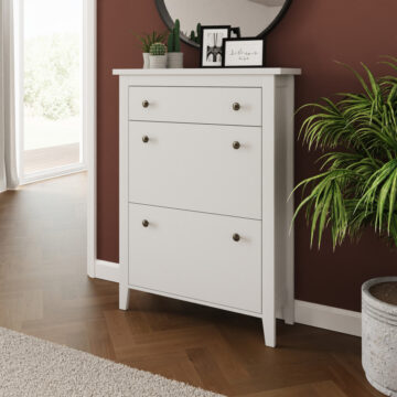 White Two Tier Shoe Cabinet