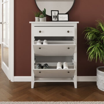 White Two Tier Shoe Cabinet