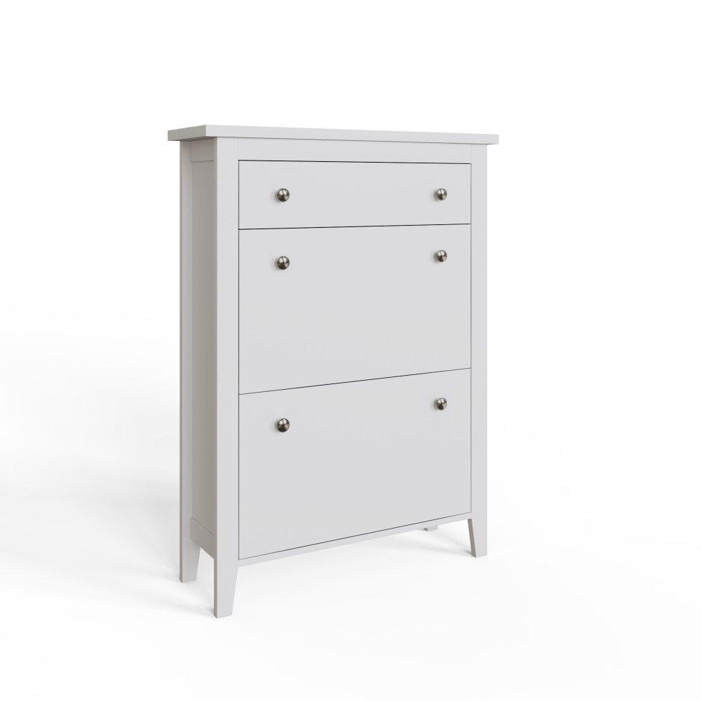 White Two Tier Shoe Cabinet