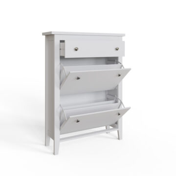 White Two Tier Shoe Cabinet