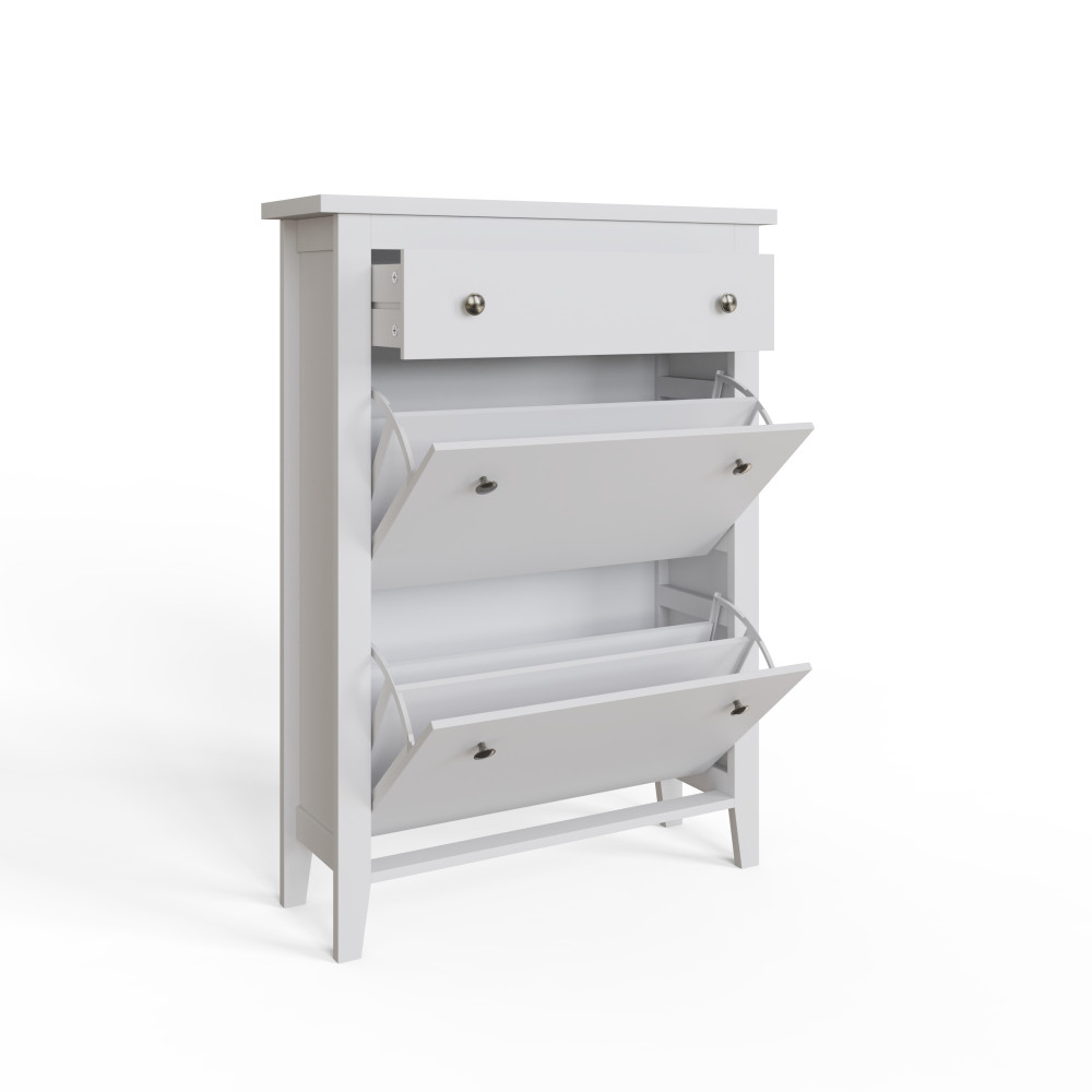 White Two Tier Shoe Cabinet