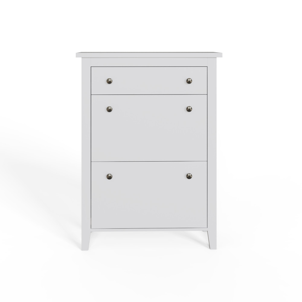 White Two Tier Shoe Cabinet