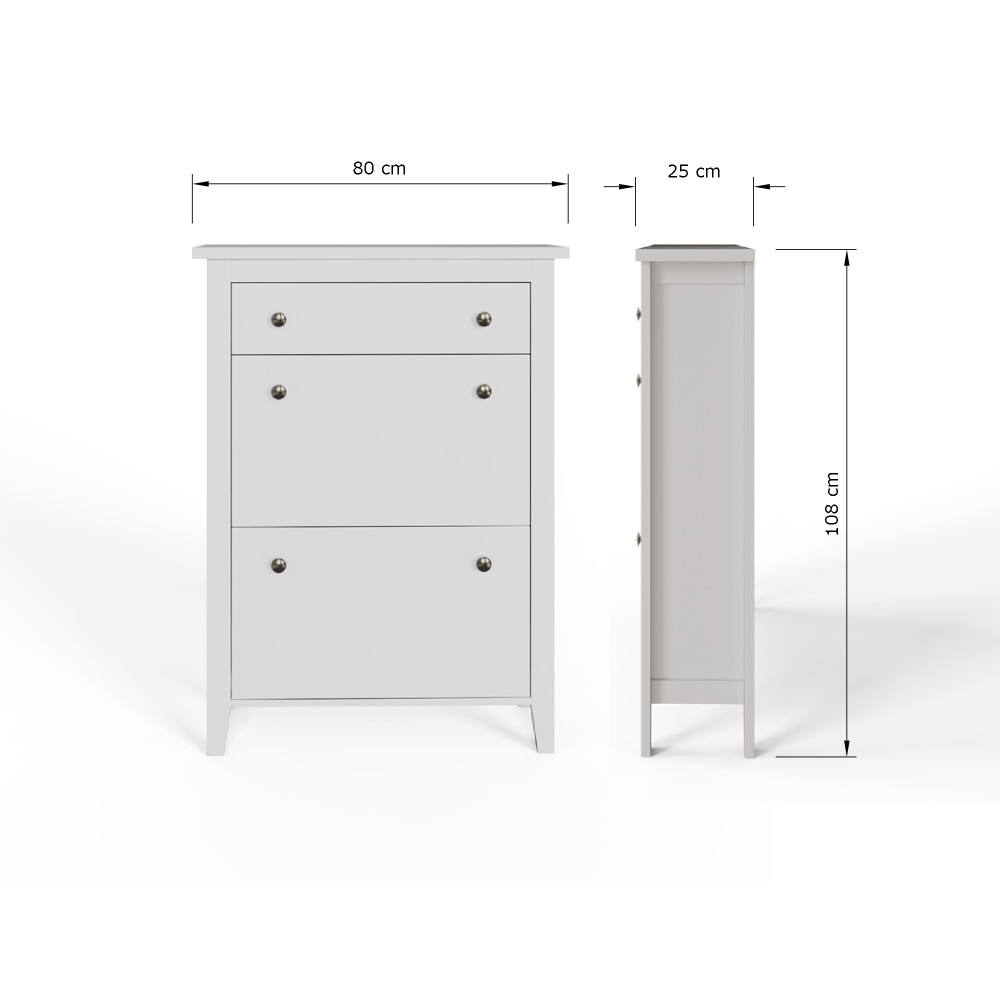 White Two Tier Shoe Cabinet