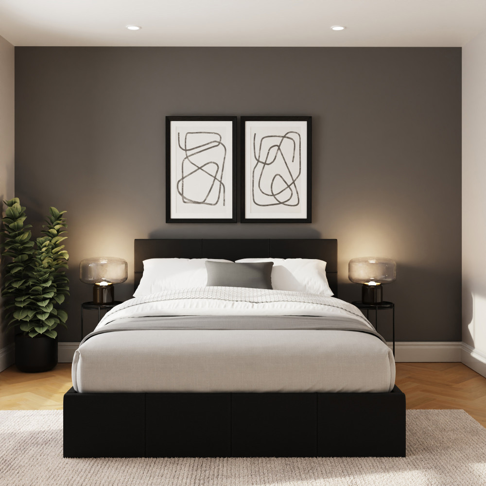 Marikina Black 4' Side Lift Ottoman Small Double Bed