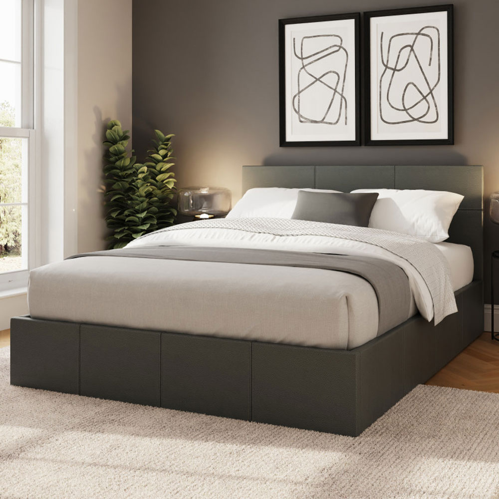 Marikina Grey PU 4' Side Lift Ottoman Small Double Bed