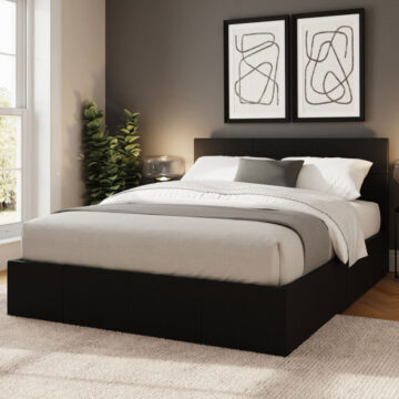 Marikina Black 4'6 Side Lift Ottoman Double Bed