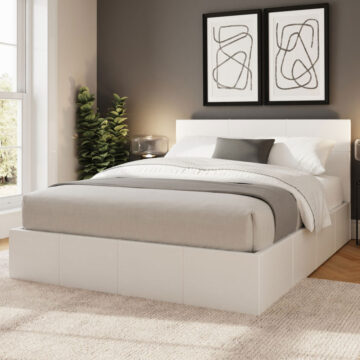 Marikina White 4'6 Side Lift Ottoman Double Bed