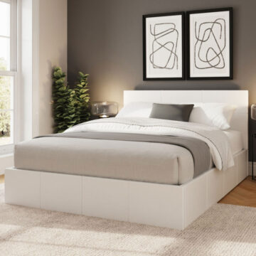 Marikina White 5' Side Lift King Size Ottoman Bed