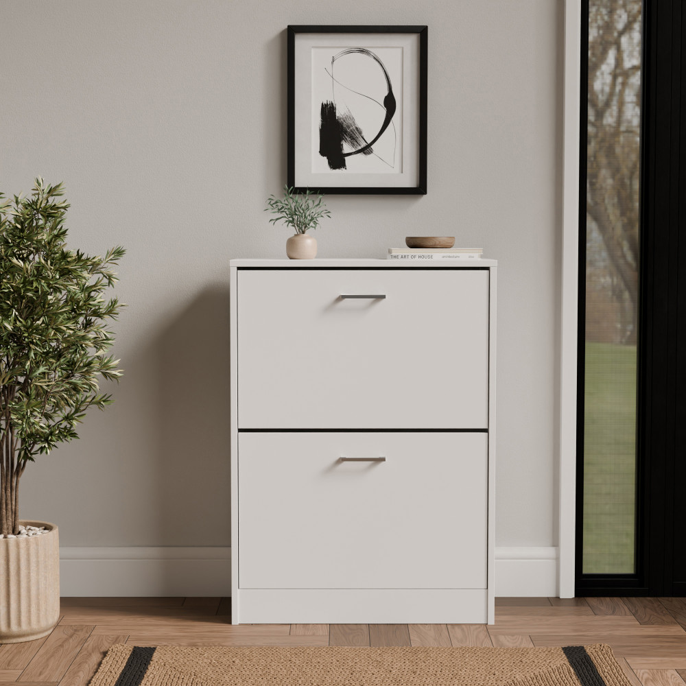Ayre White Two Tier Shoe Cabinet