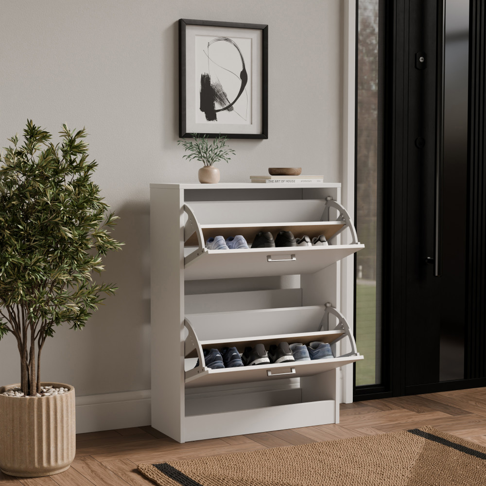 Ayre White Two Tier Shoe Cabinet