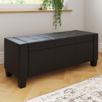 Roma Black PU Ottoman Bench