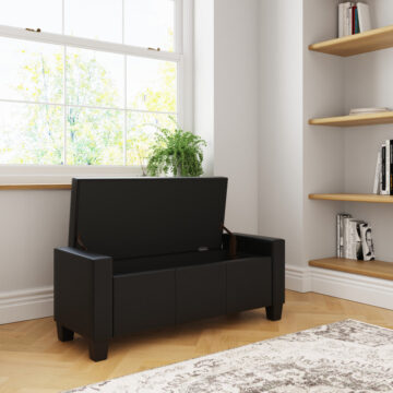 Roma Black PU Ottoman Bench