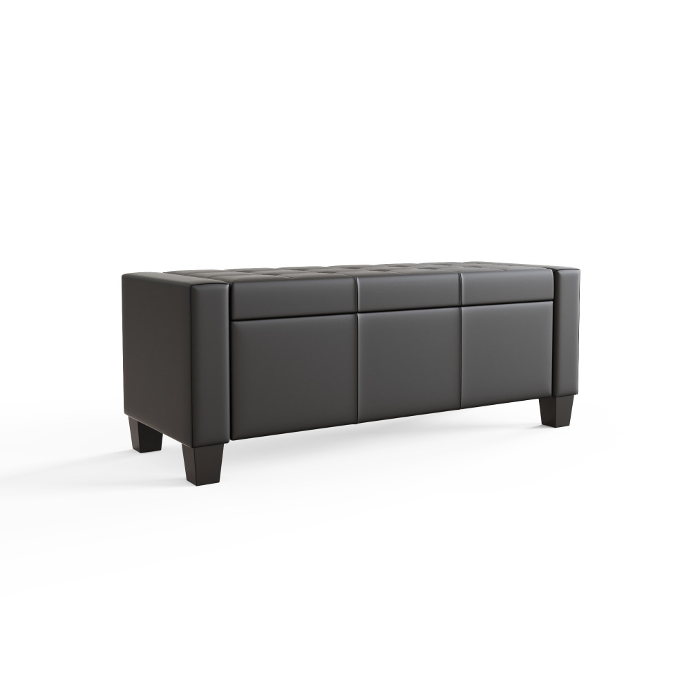 Roma Black PU Ottoman Bench