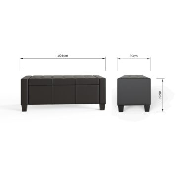 Roma Black PU Ottoman Bench