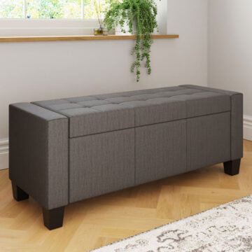 Roma Charcoal Grey Ottoman Bench | Fabric
