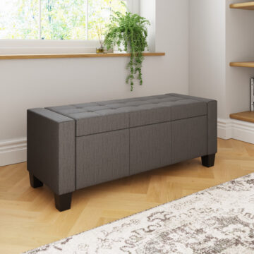 Roma Charcoal Grey Ottoman Bench | Fabric