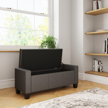 Roma Charcoal Grey Ottoman Bench | Fabric