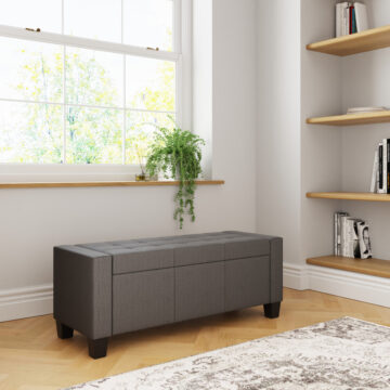 Roma Charcoal Grey Ottoman Bench | Fabric