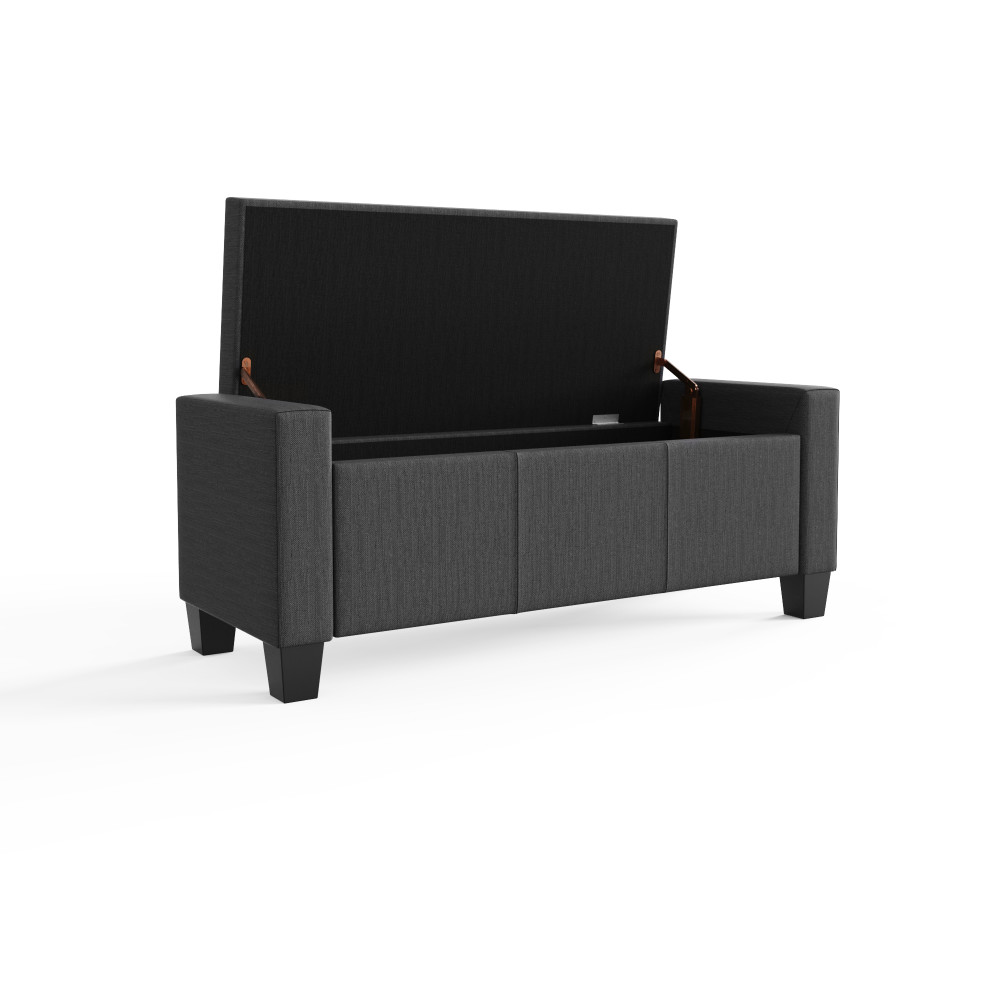 Roma Charcoal Grey Ottoman Bench | Fabric