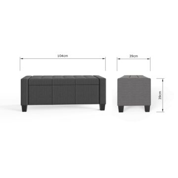 Roma Charcoal Grey Ottoman Bench | Fabric