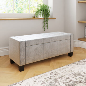 Roma Grey Ottoman Bench | Crushed Velvet