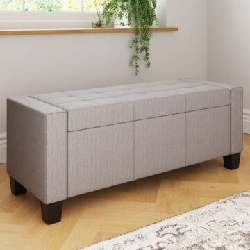 Roma Grey Ottoman Bench | Fabric