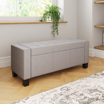 Roma Grey Ottoman Bench | Fabric
