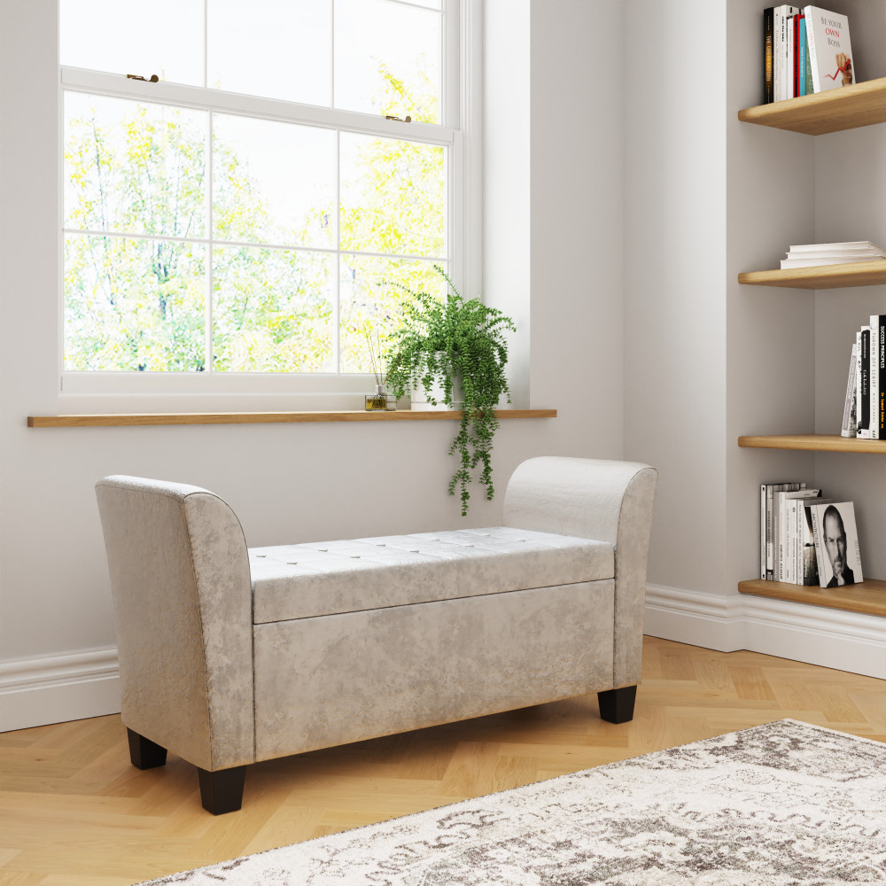 Roma Oyster Crushed Velvet Window Seat