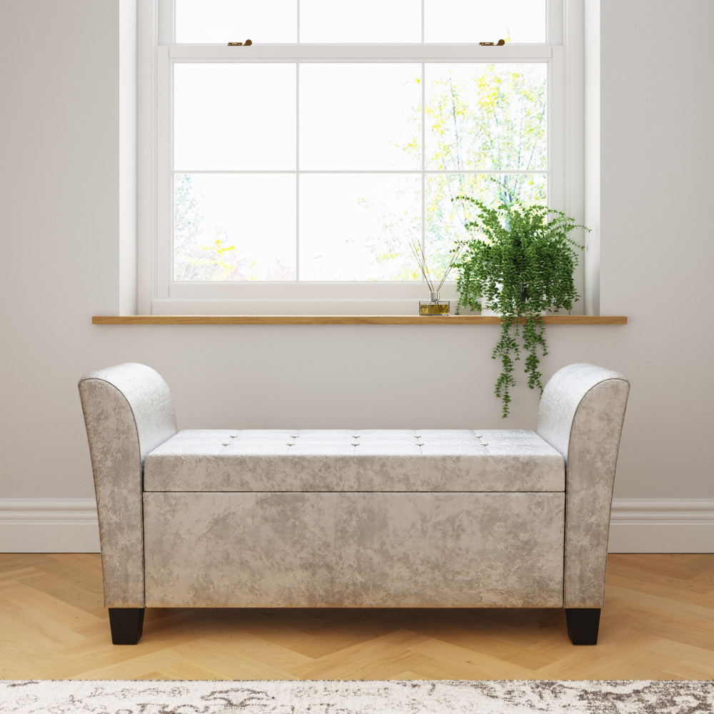 Roma Oyster Crushed Velvet Window Seat