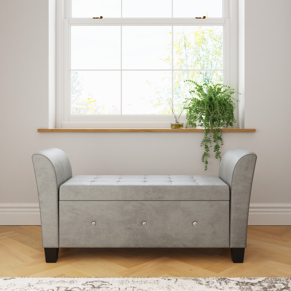 Silver Roma Diamante Window Seat | Grey Chenille | Clearance