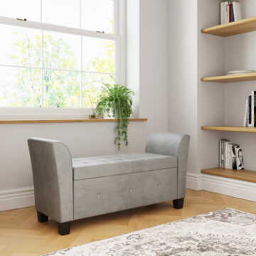 Silver Roma Diamante Window Seat | Grey Chenille | Clearance