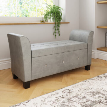 Roma Grey Chenille Diamante Window Seat