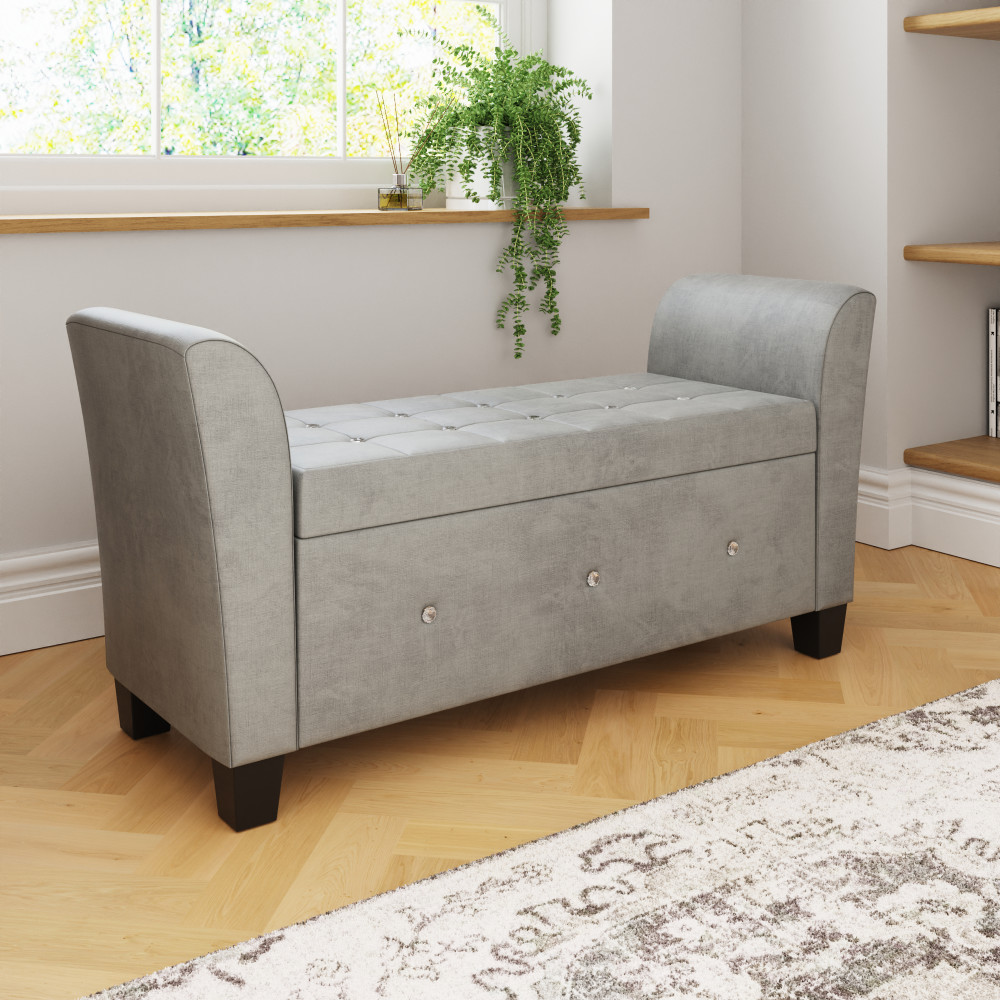 Silver Roma Diamante Window Seat | Grey Chenille | Clearance