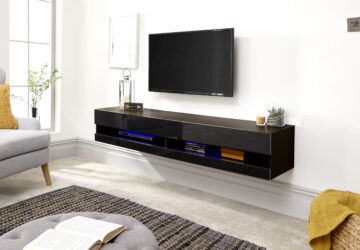 Lugo Black Wall TV Unit 180cm | LED
