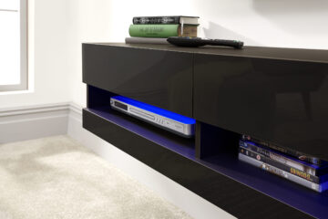 Lugo Black Wall TV Unit 120cm | LED
