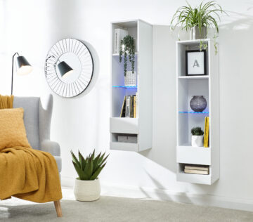 Lugo White Tall Shelf Unit | LEDs