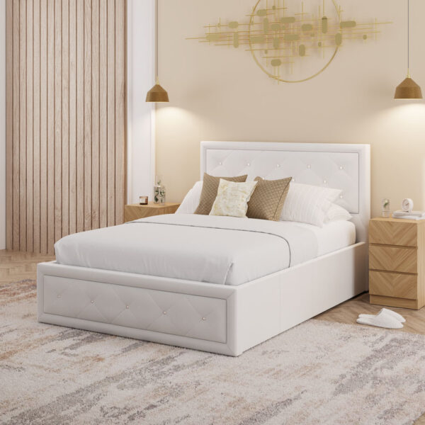 Kigali Double Bed Gas Lift | White