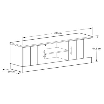 Oban Slate Blue 2 Door TV Unit 150cm