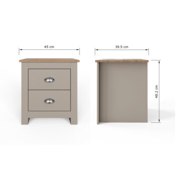 Fife Grey 2 Drawer Bedside Table
