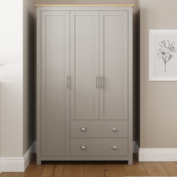 Fife Grey 3 Door Wardrobe with Drawers