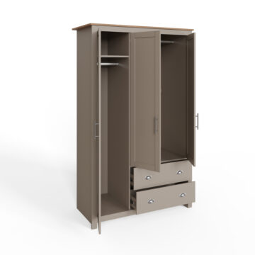 Fife Grey 3 Door Wardrobe with Drawers