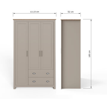 Fife Grey 3 Door Wardrobe with Drawers