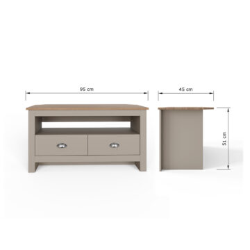 Fife Grey 2 Drawer Corner TV Unit 95cm
