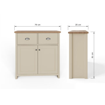 Fife Cream 2 Door Compact Sideboard with Drawers