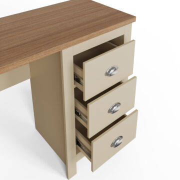 Fife Cream 4 Drawer 1 Door Desk | Oak Finish Top
