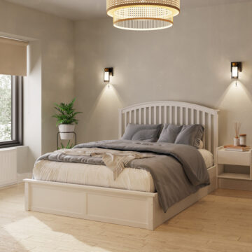 Reus Wooden Ottoman Double Bed | White