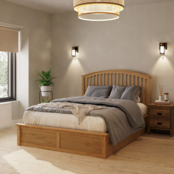 Reus Wooden King Size Ottoman Bed | Oak